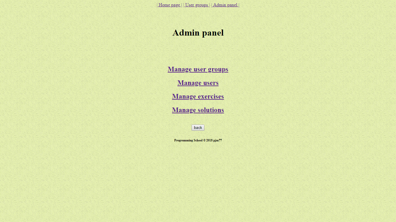 Admin panel